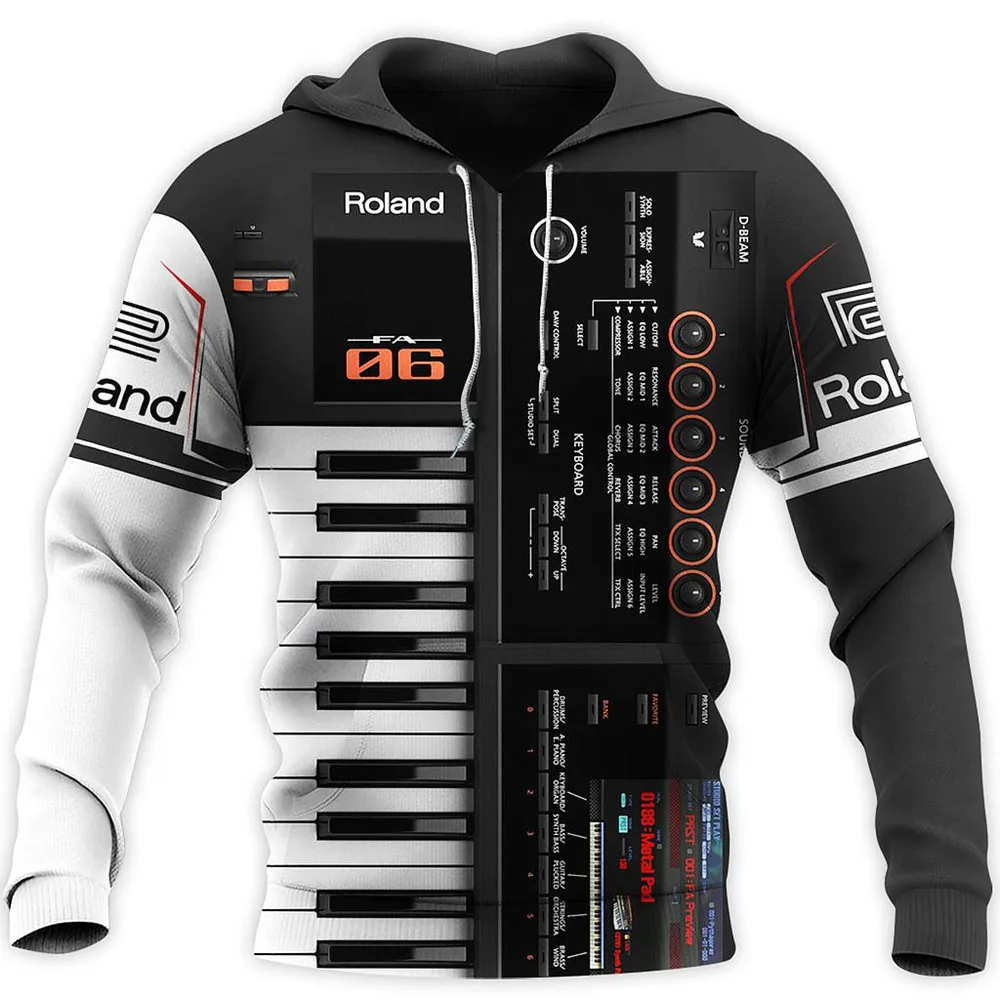 Новинка рубашка ROLAND piano с 3D принтом музыки модный осенний свитшот для мужчин и
