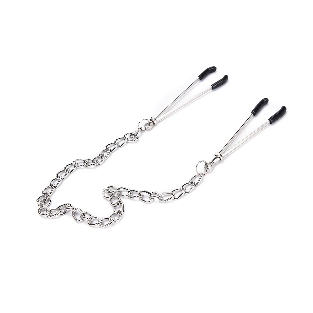1PC Stainless Steel Long Chain Nipple Clamps Tweezers Erotic Novelty Adult Game Breast Clips Couples Flirting Toys For Adult