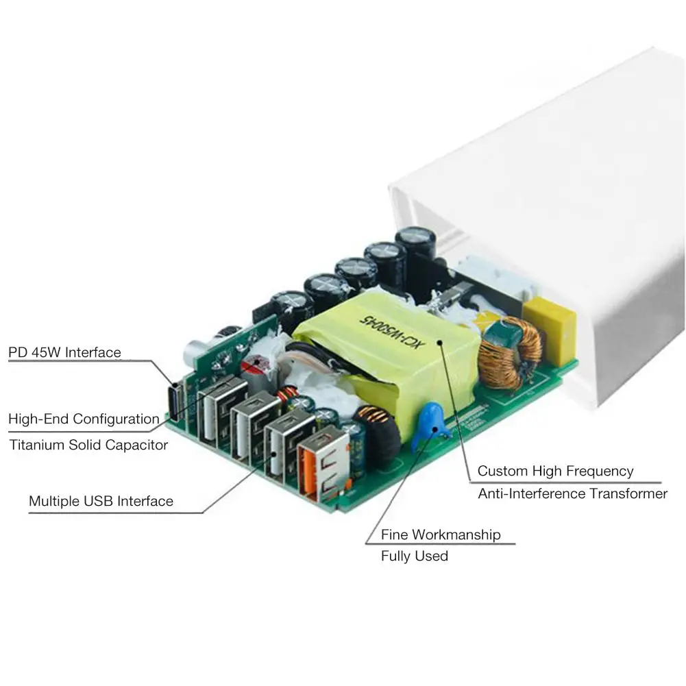 45 Вт type-C PD зарядное устройство многопортовый usb зарядка QC3.0 зарядное устройство для путешествий, Максимальная зарядка 75 Вт Выход для IPhone IPad