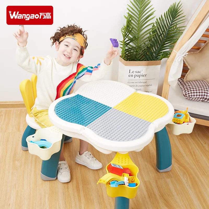 

New building wooden table learning children's multi-function puzzle size particles kindergarten toys