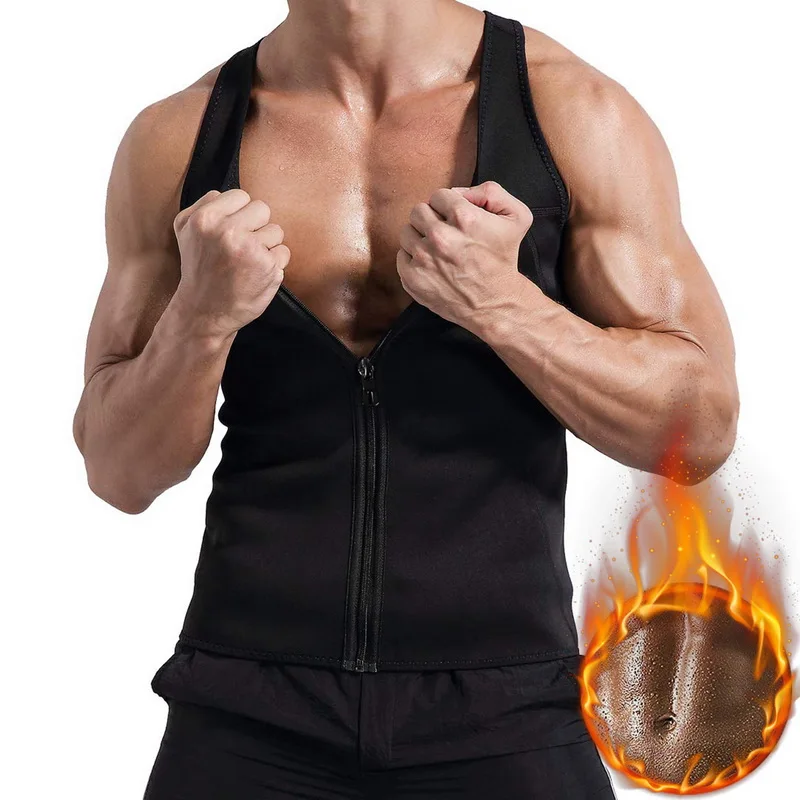 SHUJIN жилет для сауны для мужчин, тренировочная рубашка для талии, корректирующий фигуру топ для похудения, мужская майка для фитнеса и тренировок - Цвет: black(style3)