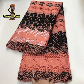 

African Lace Fabric High Quality Cord Lace Nigerian Water Soluble Guipure Lace Fabric With Stones Embroidery For Party Dress