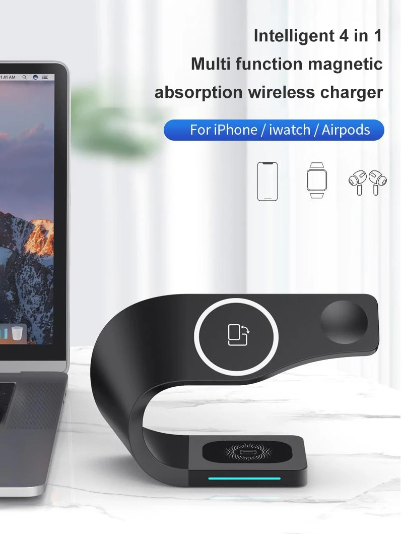 Artizer CF62 Magnetic 4 In 1 Wireless Charger Dock For IPhone 13 12 Pro Max Mini 15W Qi Fast Charging Station For AirPods 3 Apple Watch 7 6 5 - ANKUX Tech Co., Ltd