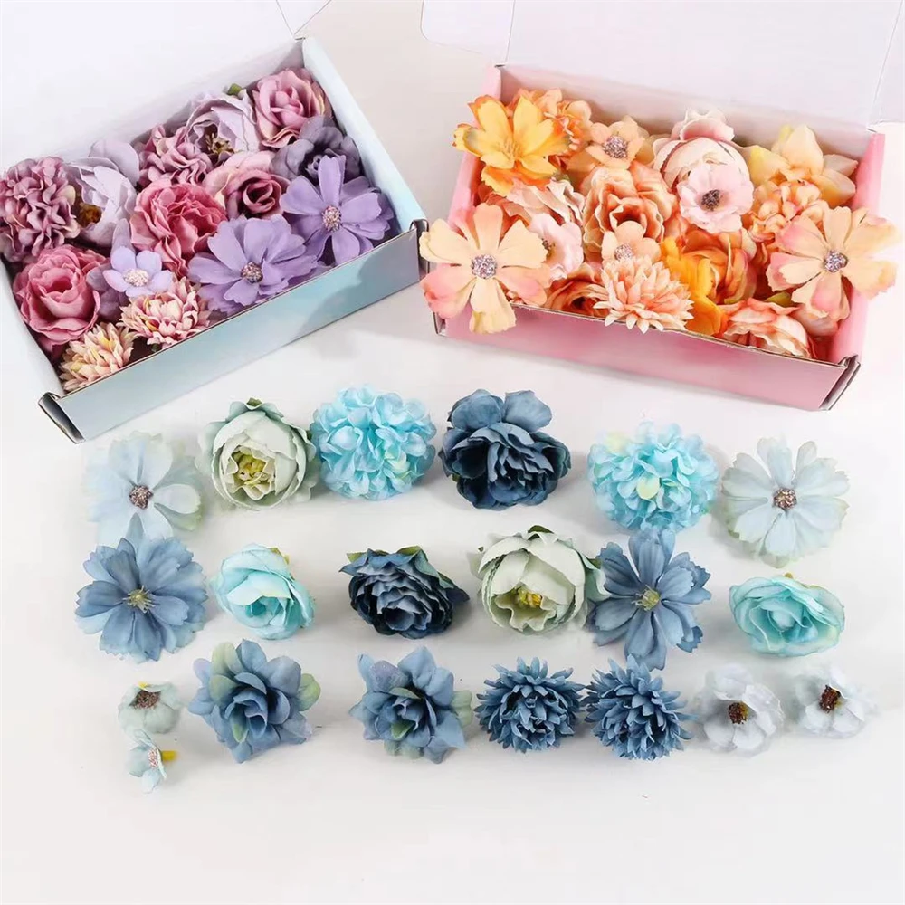 1Bag Artificial Flower Head For Home Decor Wedding Flowers Wall Decoration DIY Hair Accessories Corsage Handmade Craft Material