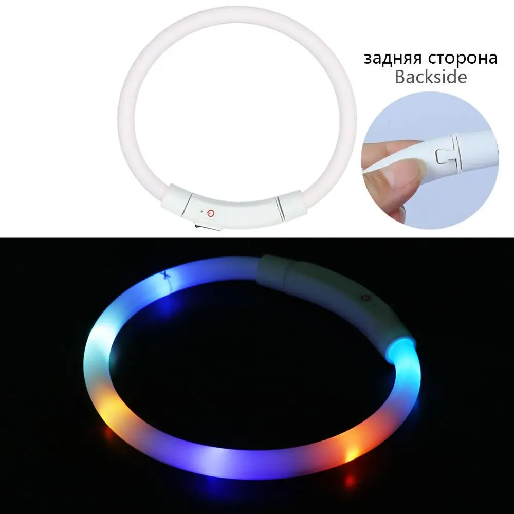 Buckle Colorful B Usb зарядка Регулируемый ошейник для собак светодиодный перезаряжаемый ночной мигающий светящийся ошейник для собак пластиковый однотонный ошейник для собак - Цвет: Buckle Colorful B