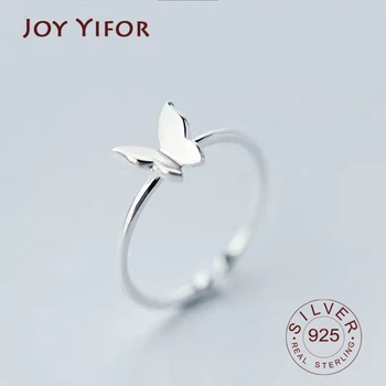 

Authentic 925 Sterling Silver Vintage Butterfly Adjustable Finger Rings for Women Wedding Engagement Ring Jewelry
