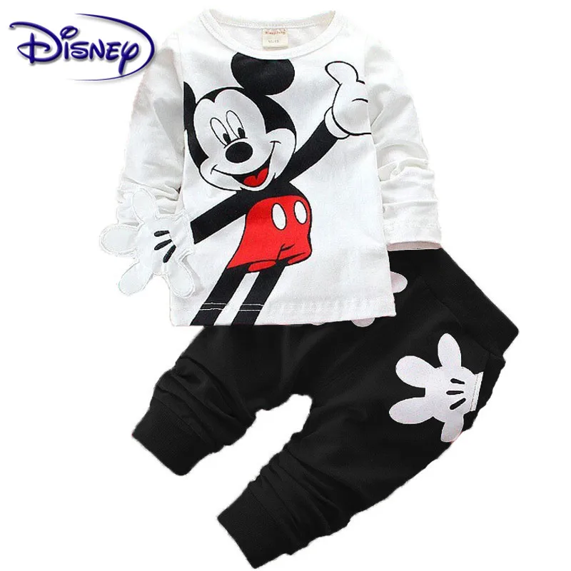 

Disney Spring and Autumn Mickey Set Children's Cartoon Cotton Hooded Cartoon Children's Set Two-piece Set