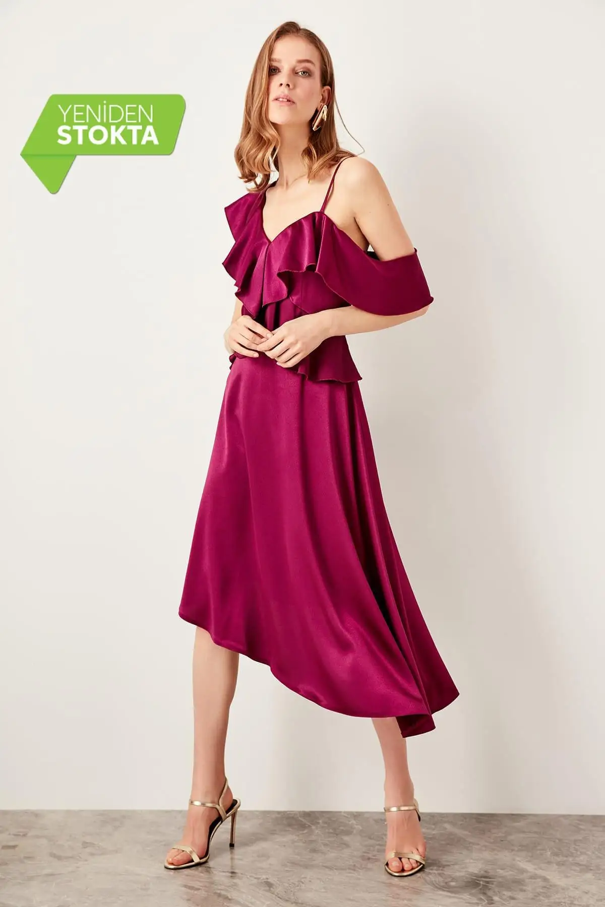 Trendyol фуксия маховик Деталь Платье TPRSS19FZ0232 | Женская одежда