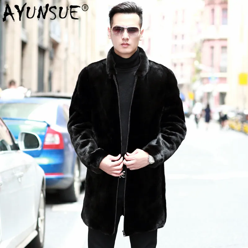 

AYUNSUE 2020 Mens Mink Coat Winter Jacket Men Natural Mink Fur Jackets Plus Size Real Fur Coat Men Warm Coats M168 KJ3307