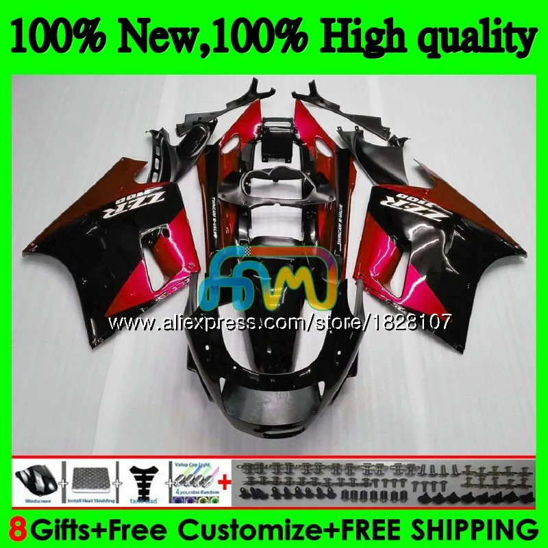 Корпус для KAWASAKI ZX-11R ZZR 1100ZZR1100 Горячие красные, черные ZX11 R ZZR-1100 7BS. 81 ZX-11 ZX 11R ZX11R 90 91 92 1990 1991 1992 обтекатель
