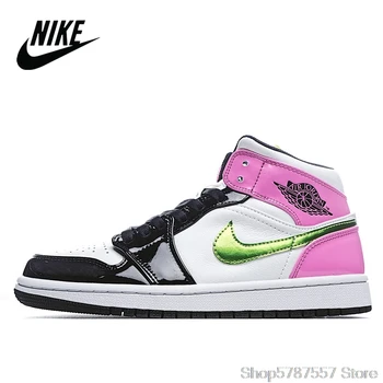 

Original Nike Air Jordan 1 Mid GS Patent Multi Men and Women sports basketball shoes size 36-45 CZ9834-100