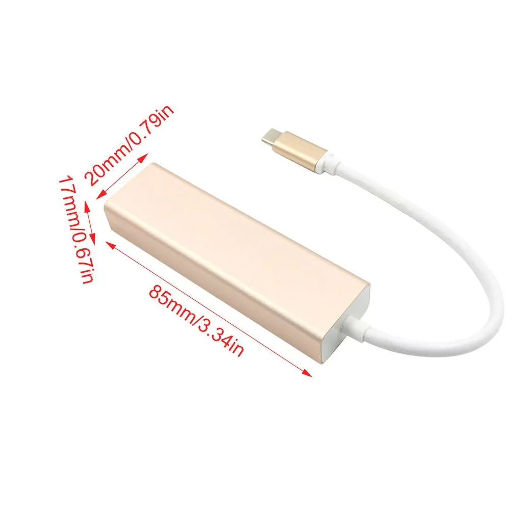 Type-C-Usb3.0 type-C-Rj45 гигабитная сеть с трехпортовым концентратором из алюминиевого сплава Внешняя сетевая карта 3,0
