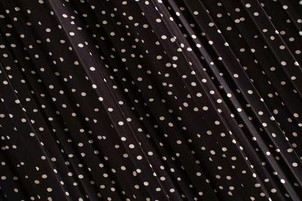 Summer vintage polka dot midi skirt women high waist skirt streetwear korean kawaii black pleated skirt faldas mujer moda