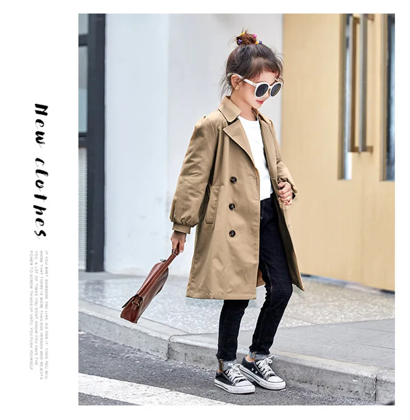 Girls Trench Coats Double Breasted Jackets For Girls Clothing Tops Kids Windbreaker Spring Autumn Outerwear for Girl Students