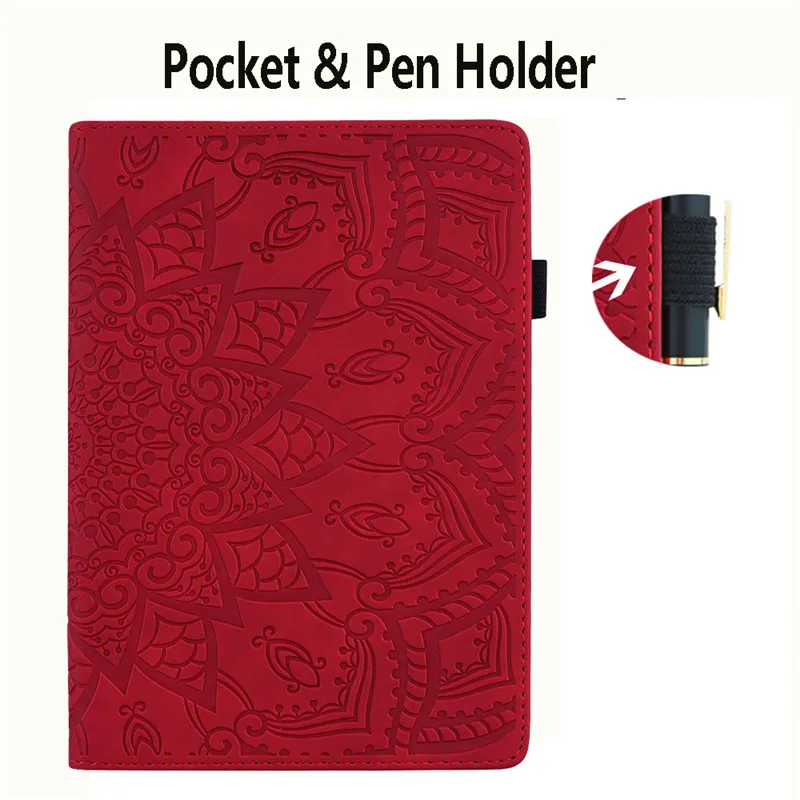 étui rabat en cuir motif arbre gaufré pour ipad