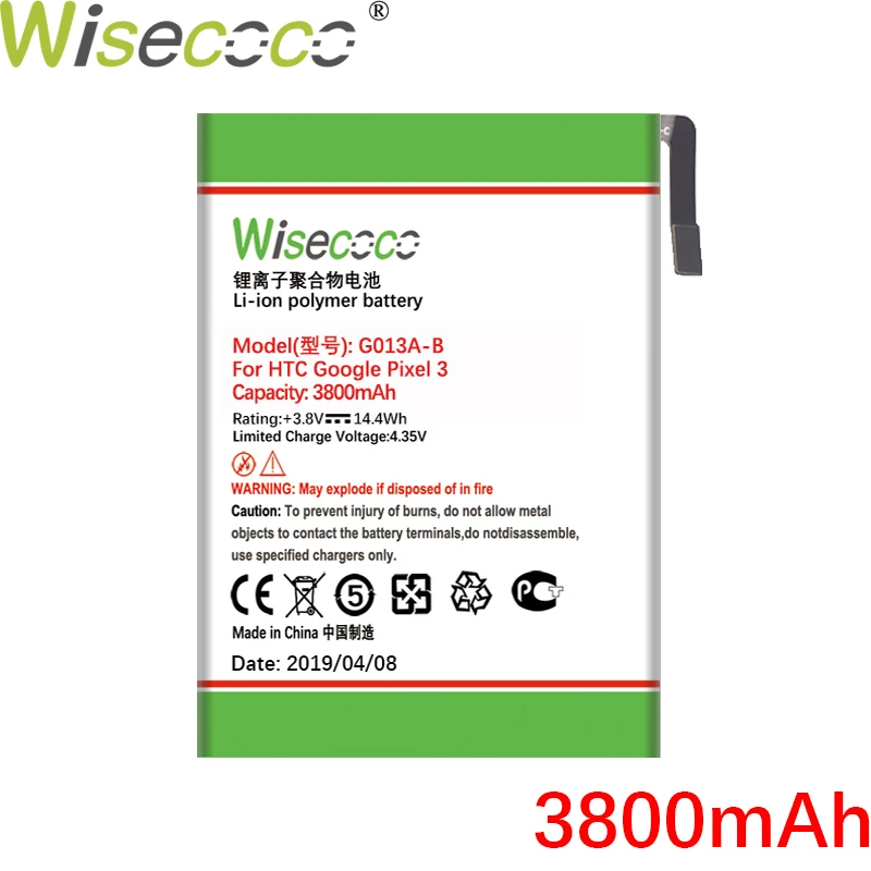 Wisecoco G013A-B 3800 мАч для htc GOOGLE PIXEL 3 G013B G013A телефон последние продукты высокое качество батарея+ номер отслеживания