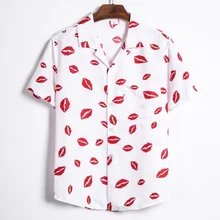 Мужская одежда, рубашка с коротким рукавом, рубашка с принтом на лацкане, Мужская гавайская рубашка, Vs019