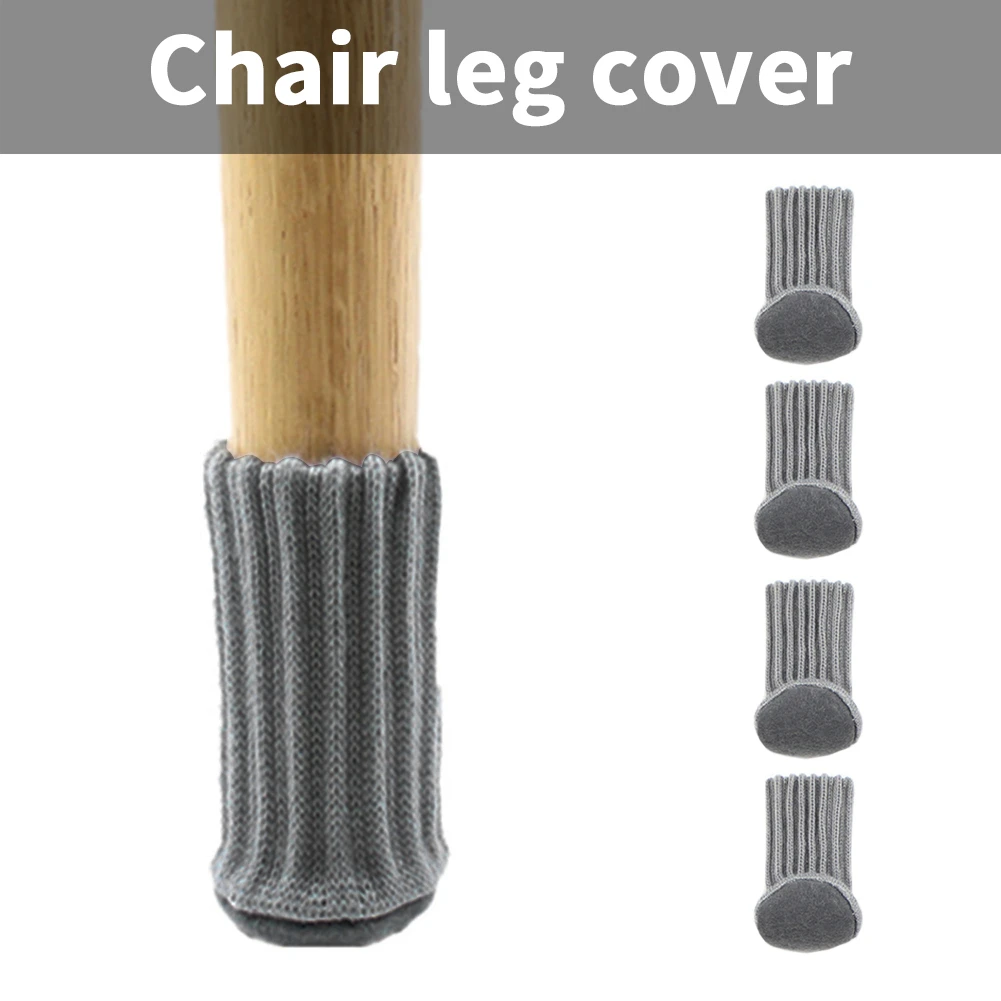 

4 Pieces Table And Dining Chair Slipcover Covers Knitted Cover Foot Chair Foot Cover Table Chair Foot Leg Knit Cover