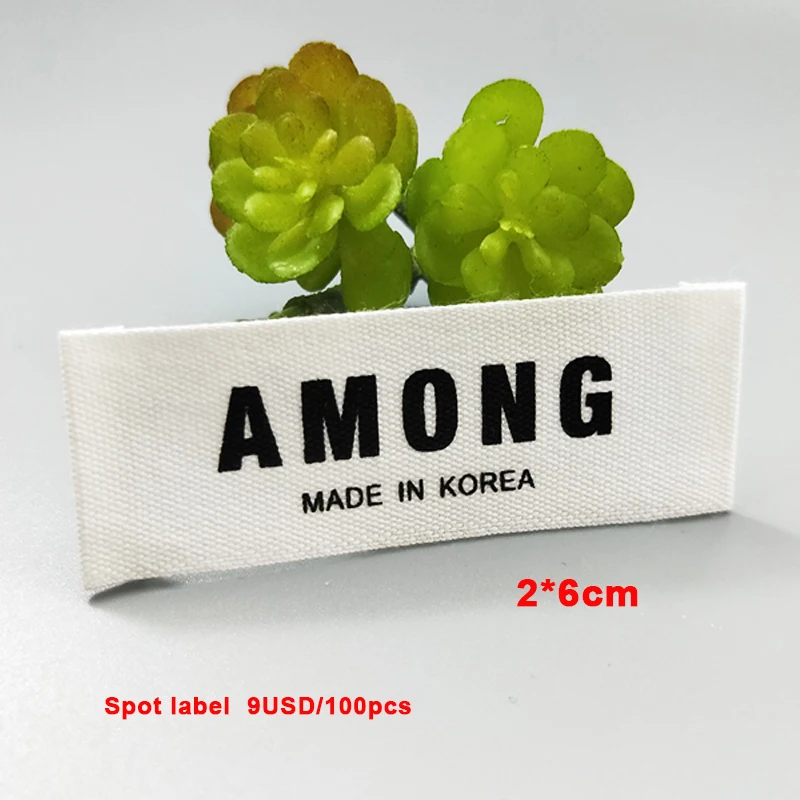Spot leading label MADE IN AMONG KOREA Korean standard beige cotton mark main label custom-made cloth trademark