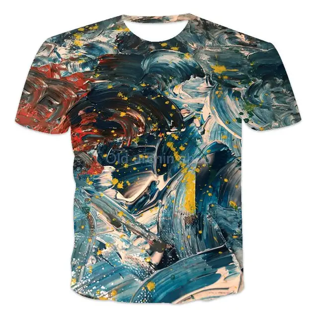 Colorful 3d graffiti printing men's T-shirt fashion tops 2021 summer casual breathable retro style cost-effective summer T-shirt wms054