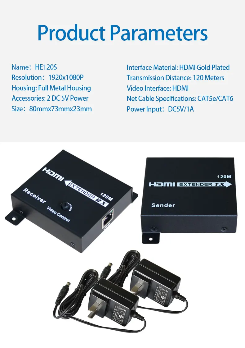 AMS-HE120S HDMI удлинитель HDMI интерфейс источника сигнала на 120 метров через один сетевой кабель для светодиодный экран