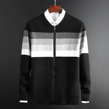 Новинка, модный бренд, полосатый свитер, мужской кардиган, пальто, Приталенный джемпер, вязаный, осенний, корейский стиль, повседневная мужская одежда