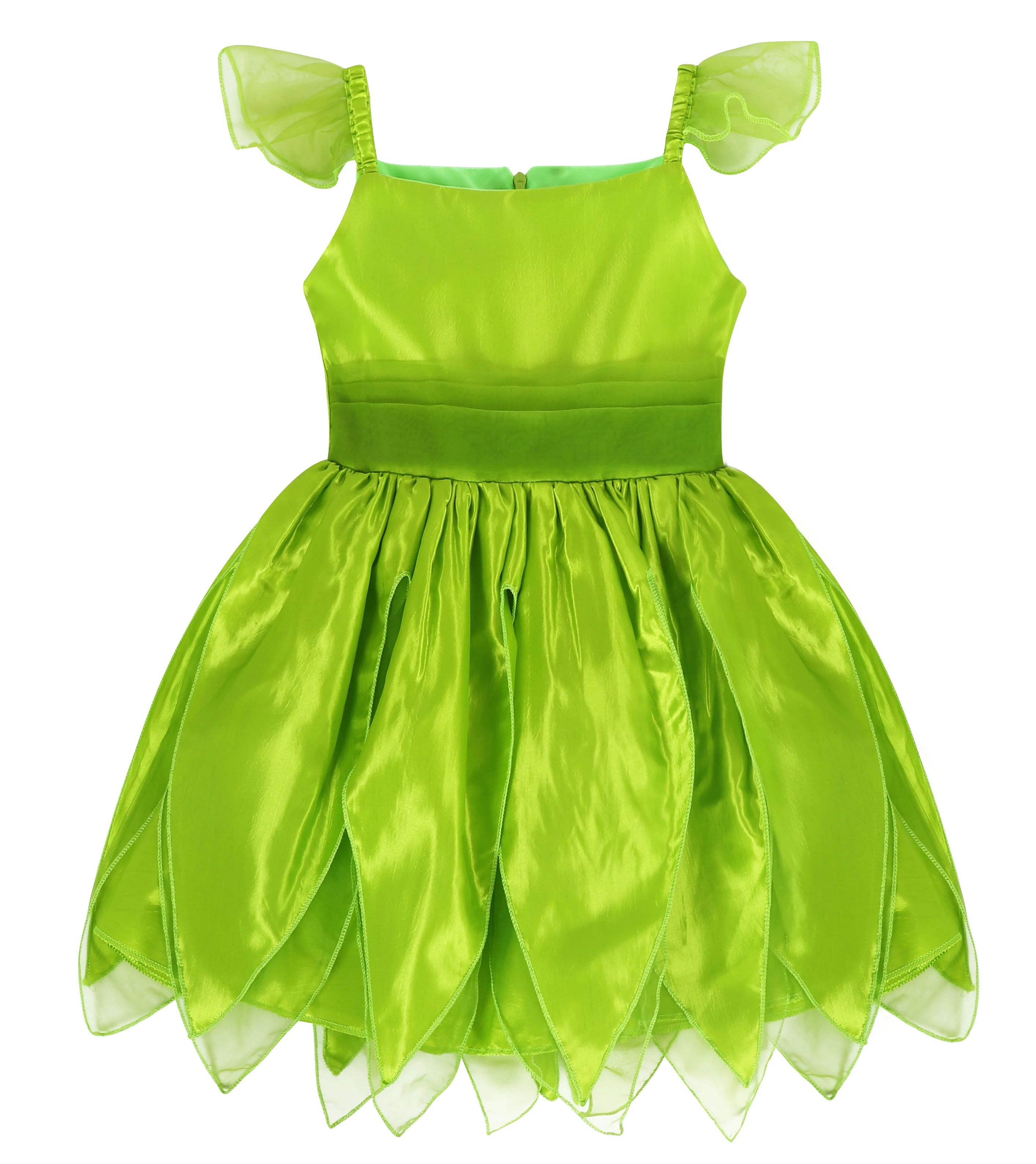 Girls Spring Summer Party Princess Dress Butterfly Fairy Cosplay Costume Wings Accessories Sling Lotus Leaf Skirt Zipper Placket