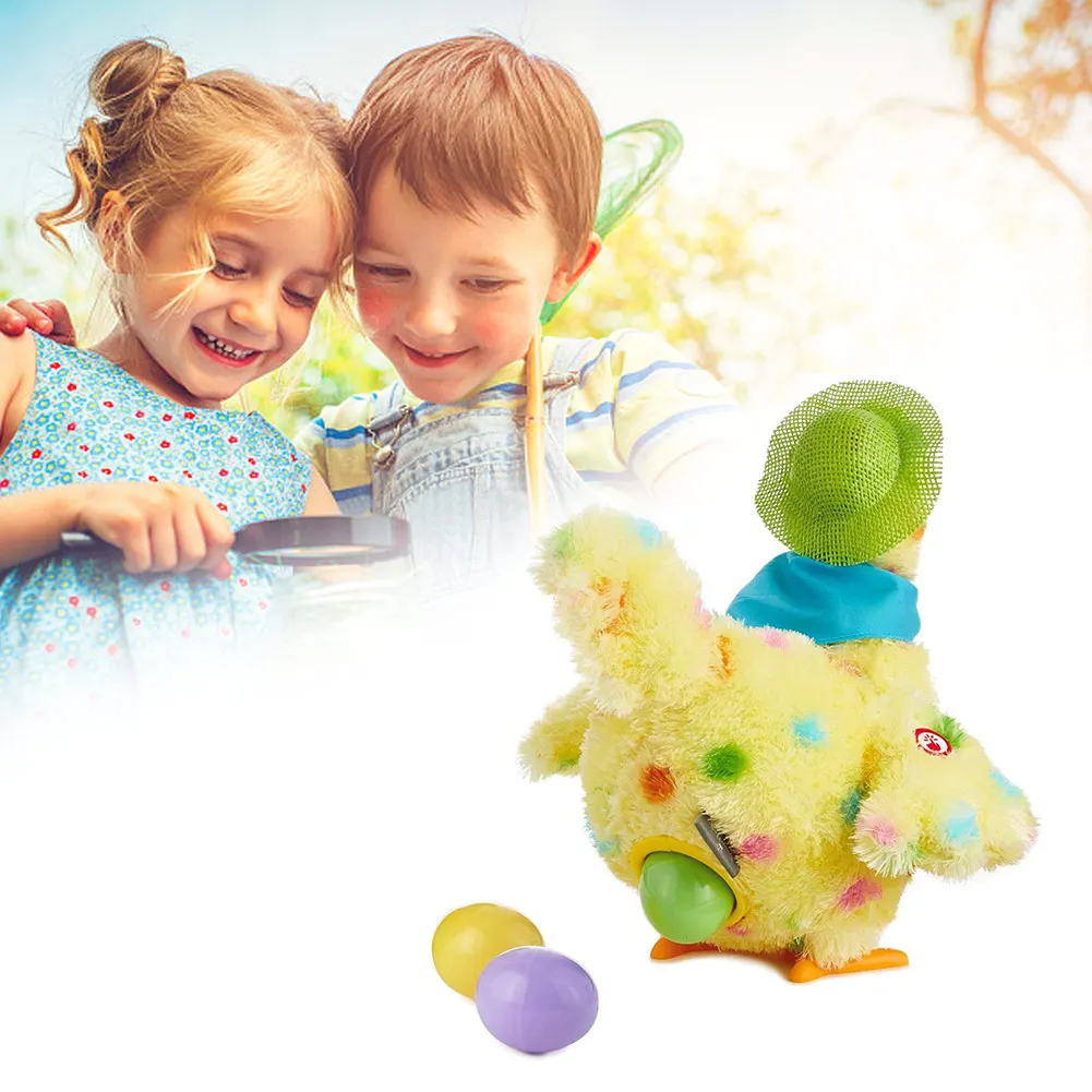 Galinha que põe ovos brinquedo de pelúcia frango mágico brinquedo recheado  crianças brinquedo de dança música