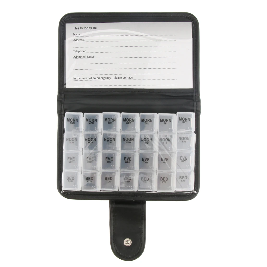 PU 7 Day Pill Tablet Container Box Storage Dispenser Travel Medicine Case  Pill Box Splitters Pill Storage Organizer Container