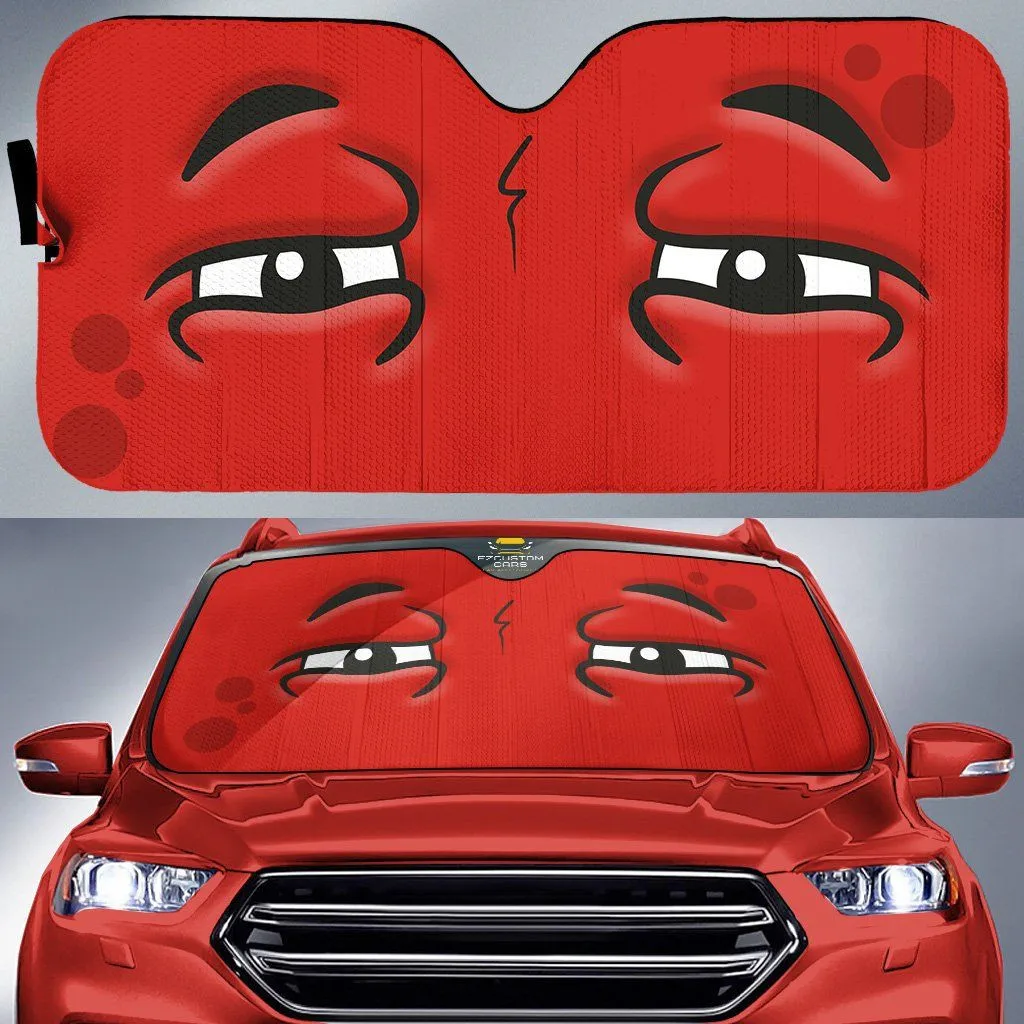 

Car Sun Shade Windshield Protect Upset Cartoon Eyes Car Windshield Sun Shade Red Auto Windscreen Shade Car Front Window Cover