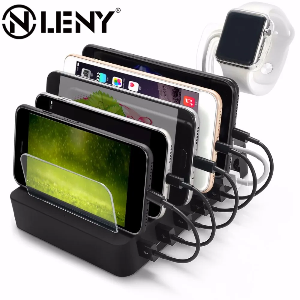 Onleny 6 портов зарядный концентратор несколько USB зарядное устройство настольная зарядная док-станция для планшета ПК смартфон с часами кронштейн Подставка держатель