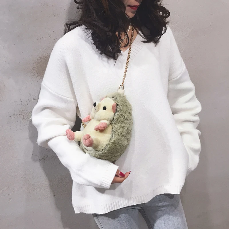 Candice guo плюшевая игрушка чучела кукла Ежик Кроссбоди мессенджер на одно плечо сумка для монет сумка-портфель посылка кошелек pencilbag 1 шт