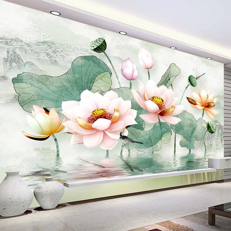 Custom Wall Painting Wallpaper 3d Stereoscopic Lotus Flower Decoration  Living Room Sofa Bedroom Background Mural Wall Covering - Wallpapers -  AliExpress