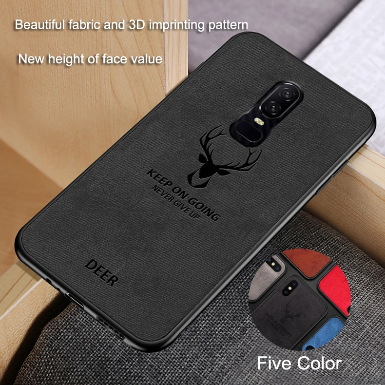 

Fashion Cloth Leather Texture Deer Ultra-thin Luxury Case For Oneplus 7 Pro 6T 6 Shockproof Back Phone Case Phone