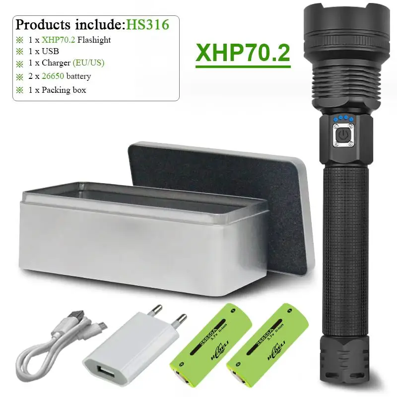 HS316D1-BOX Люменов xhp90 самый мощный светодиодный светильник-вспышка xhp70.2 Перезаряжаемый usb фонарь xhp50 ручная лампа 26650 18650 светильник-вспышка zaklamp - Испускаемый цвет: HS316D1-BOX