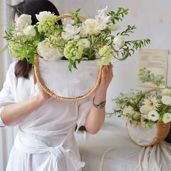 

Flower Basket Handmade Wedding Party Exquisite Bag Decorative Candy Storage Case Bag Basket Vase For Home Office Desktop Decor