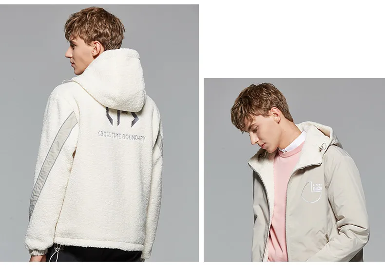 New Arrival Winter Mens White Coats High Quality Double Faced Wool Lamb Thick Warm Jacket Fashion Hooded Casual Loose Jacket