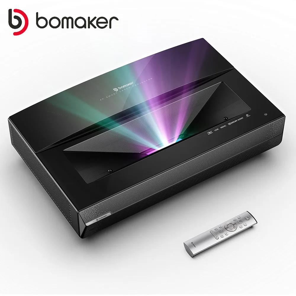 Лазерный проектор BOMAKER для телевизора 4K 2500ANSI-люмен 3840*2160P 150 дюйма HDR10 3 ГБ + 32 ALPD3.0