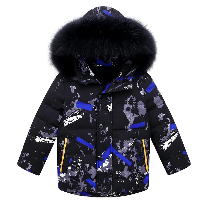 

Boy Snowsuit Children Winter Jacket Hooded Fur Warm Duck Down Camouflage Coat 3 6 8 12 Years Outerwear Kids Teenagers Parka