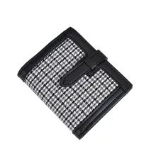 

Korean Fashion Plaid purse ladies Short Small leather wallet Simple String womens wallet New purses for women coins and cards