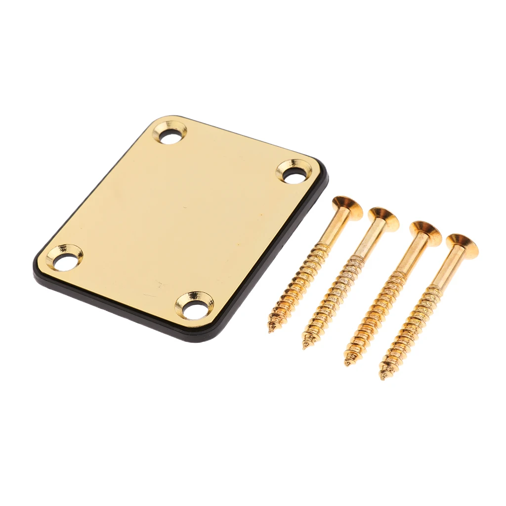 Metal Electric Guitar Neck Plate With Screws Musical Instrument Parts