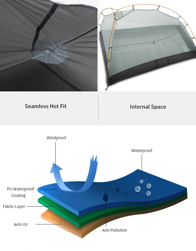 3F UL GEAR 15D Tent 2 Persons Ultralight Double Layer Waterproof 5000mm ...