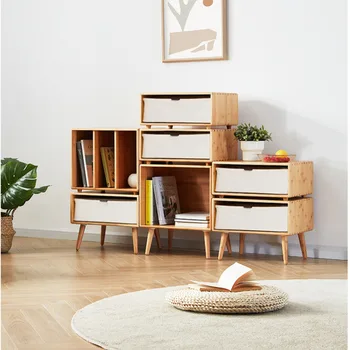 

Round Corner design modern simple bucket cabinet reserved groove bedroom storage side cabinet round hole handle solid wood chest