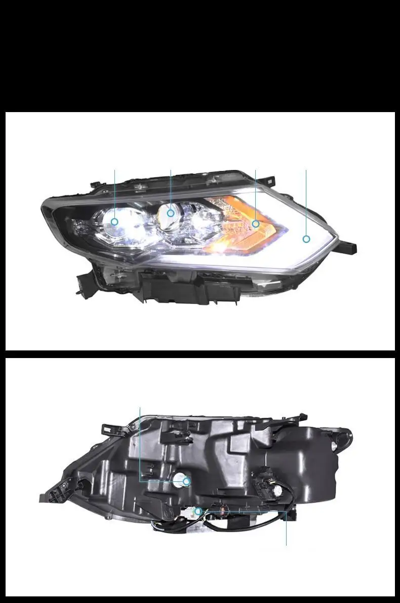 Luces дневные ходовые наружные Neblineros Para Авто Cob Автомобильные светодиодные фары Drl Автомобильные фары в сборе 17 для Nissan X-TRAIL
