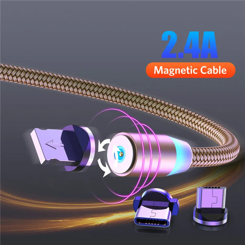 Светодиодный магнитный usb кабель для быстрой зарядки USB Type C магнитное зарядное