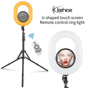 

Latest U-Shaped Touch Screen Ring Light with Remote Control Plus Beauty Mirror Ring Light Set Led Camera Phone Photography new