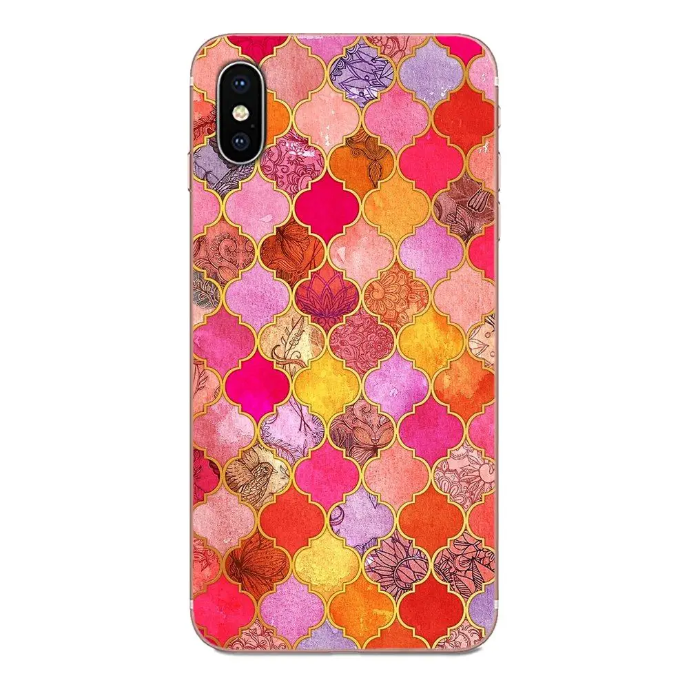 Для Apple iPhone 4 4S 5 5C 5S SE 6 6S 7 8 11 Plus Pro X XS Max XR мягкий чехол милые пастельные плитка с марокканским узором мозаика