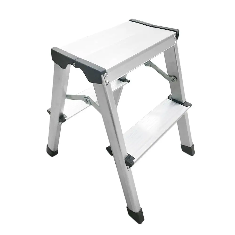 

Double Sided Multifunctional Folding Step Ladder Non Slipping Aluminum Foot Ladder Retractable Home Ladder Silver
