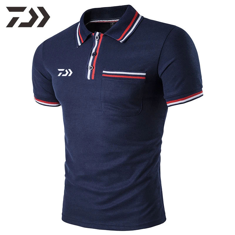 Летняя мужская футболка Daiwa с коротким рукавом, рубашки поло для рыбалки, одежда для рыбалки, быстросохнущие спортивные мужские повседневные рубашки