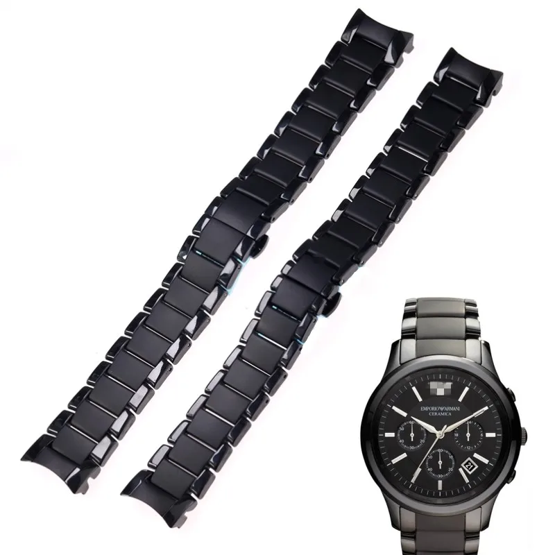 

22mm 24mm Black Smooth Frosted Ceramic Strap For Armani Watch Ar1451ar1452ar1475ar1474 Watch Strap Wristband Bracelet band